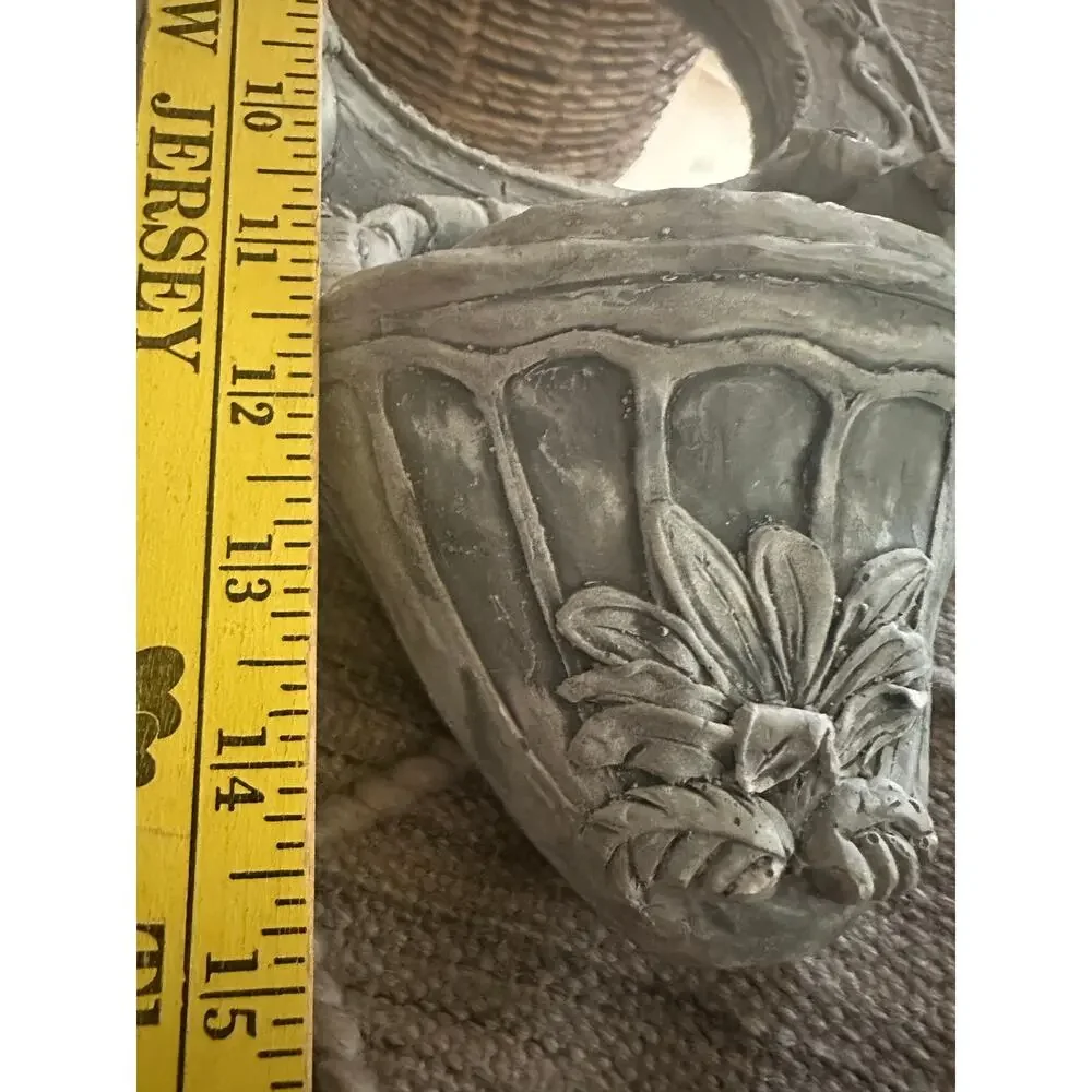 Vintage Pottery Mirror wall hanging hand made birds distressed heavy gray decor